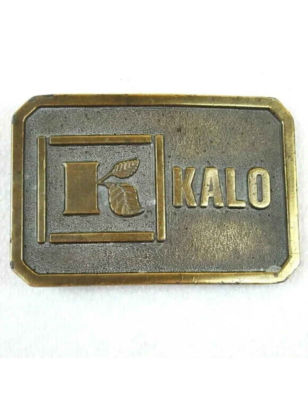 Vintage 1970s Kalo Labs Belt Buckle Farm Seed Lewis Corp USA Gold tone Metal